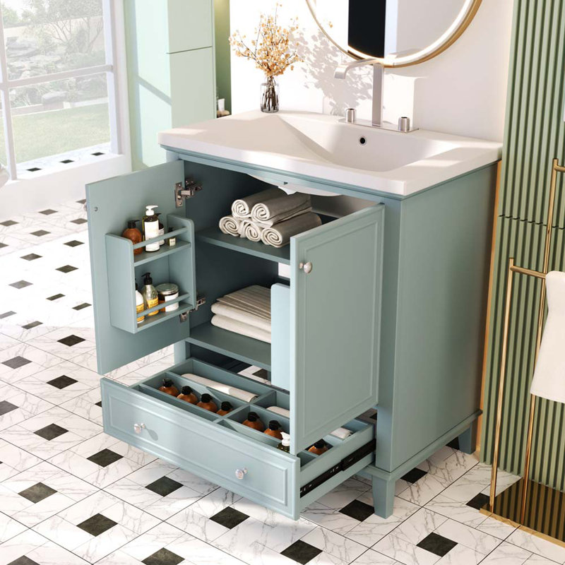 30" Bathroom Vanity with Sink Combo, Multi-functional Cabinet , Green