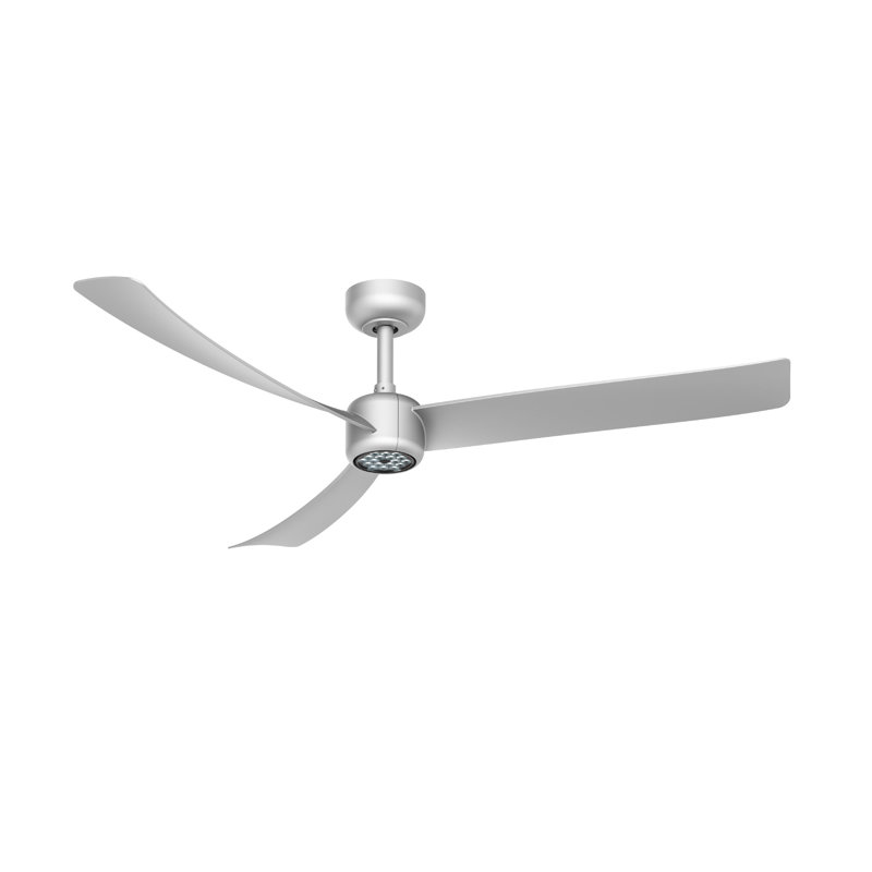 52-Inch Silver Low Profile Ceiling Fan with Dimmable LED Light and Remote Control