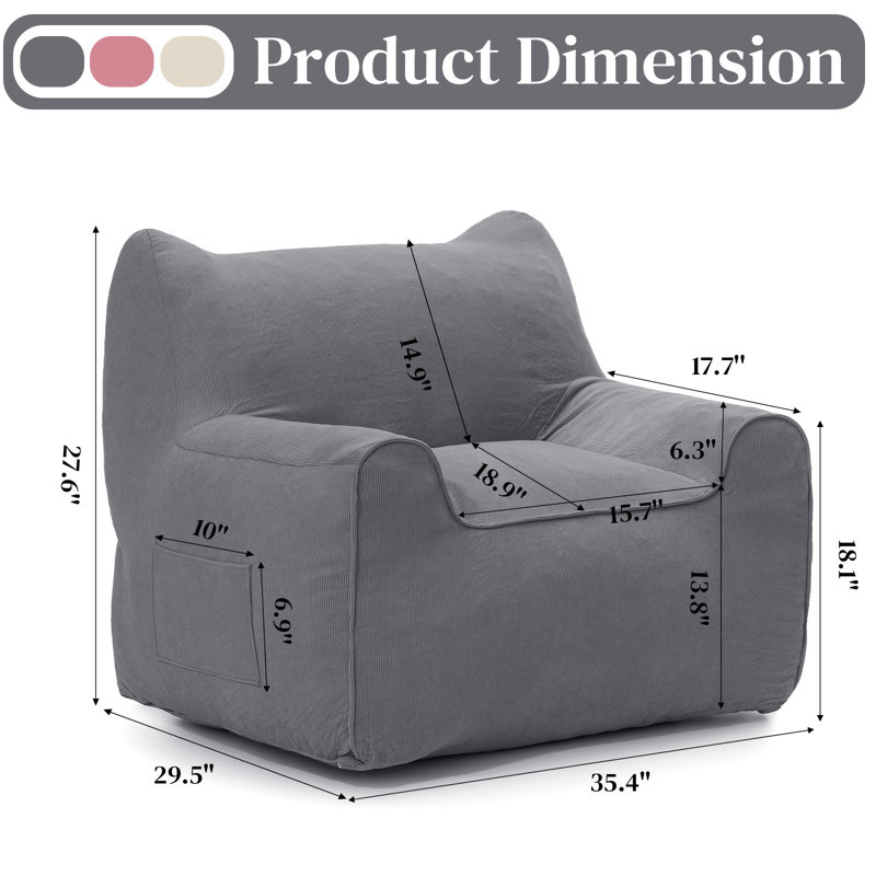 Bean Bag Chairs For Adults Cat Shaped Comfy Beanbag Chair Large Bean Bag Couch Sofa With Armrest And Filler For Living Room Bedroom