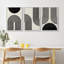 «Spiral Parabolas & Solid Semi Circle Modern Neutral», impression sur toile encadrée sur toile, 3 pièces-1421247152-1421247159