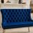 Velvet Double Dining Loveseat Bench, Kitchen & Dining Seating, 2-Seat Tufted Bench W/Handmade Buttons, Wing Back, Brushed Silver Stainless Steel Legs, Mid Century Modern,Single Pack,Blue,SW1702BL-1662660600-1662660603
