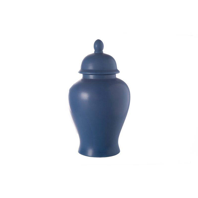 Pot en céramique rond gingembre / pot mat finition bleue