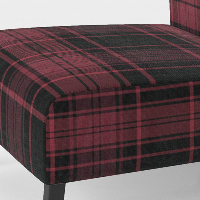 Fauteuil de chambre d'appoint à motif tartan en velours vert et orange, Rouge / Noir