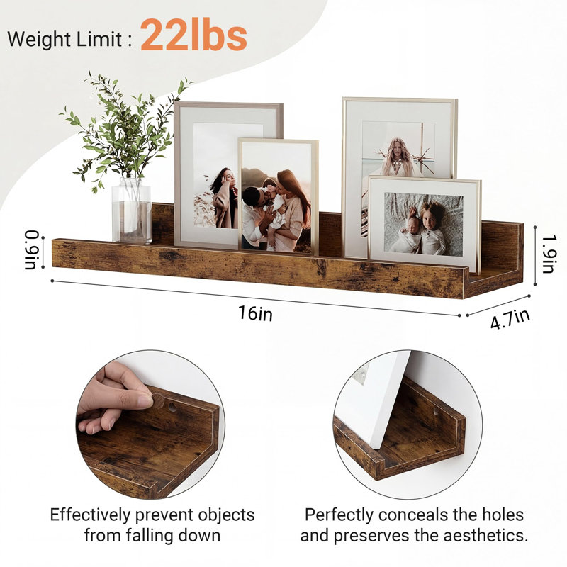 Floating Shelves Set of 2, 40 cm, Vintage Brown