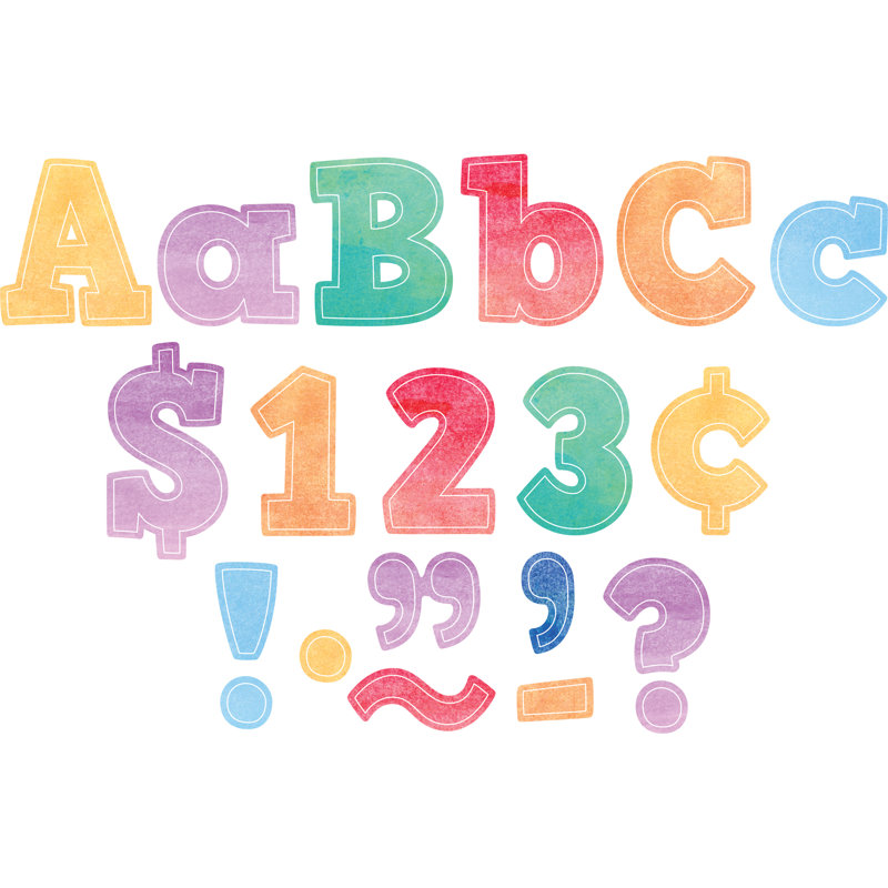 Ensemble de 4 lettres à motif aquarelle