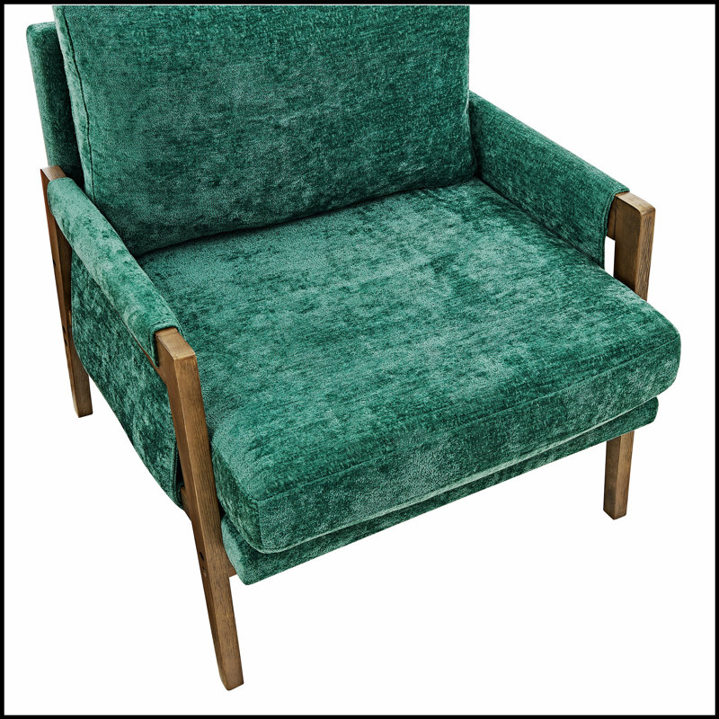 Mid-Century Modern Velvet Accent Armchair with Luxurious Comfort and Timeless Design for Elegant Living Spaces, Green