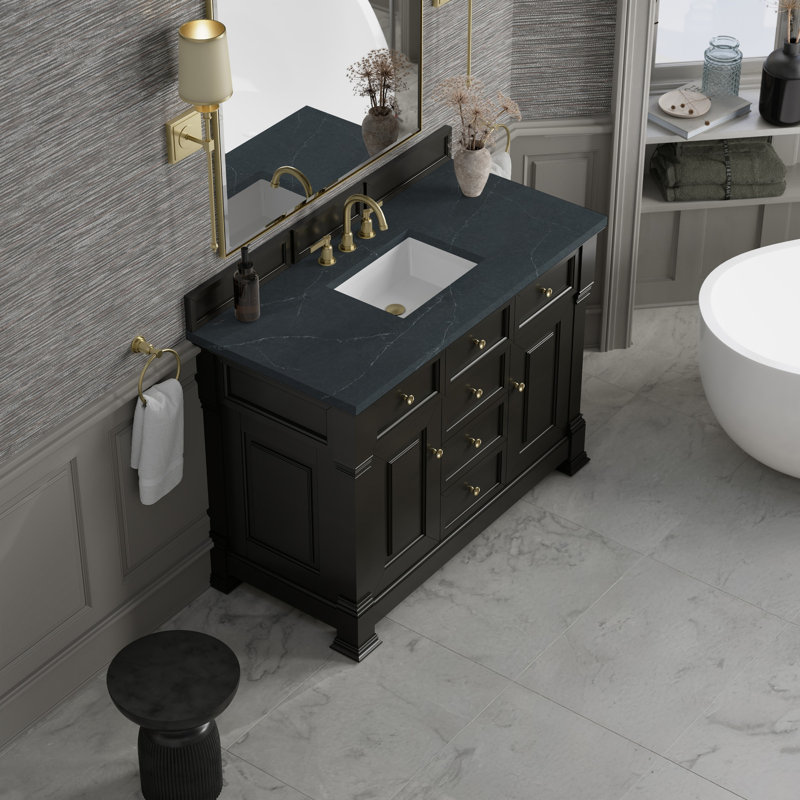Brookfield 48'' W Single Vanity, Charcoal Soapstone, Black Onyx, Widespread