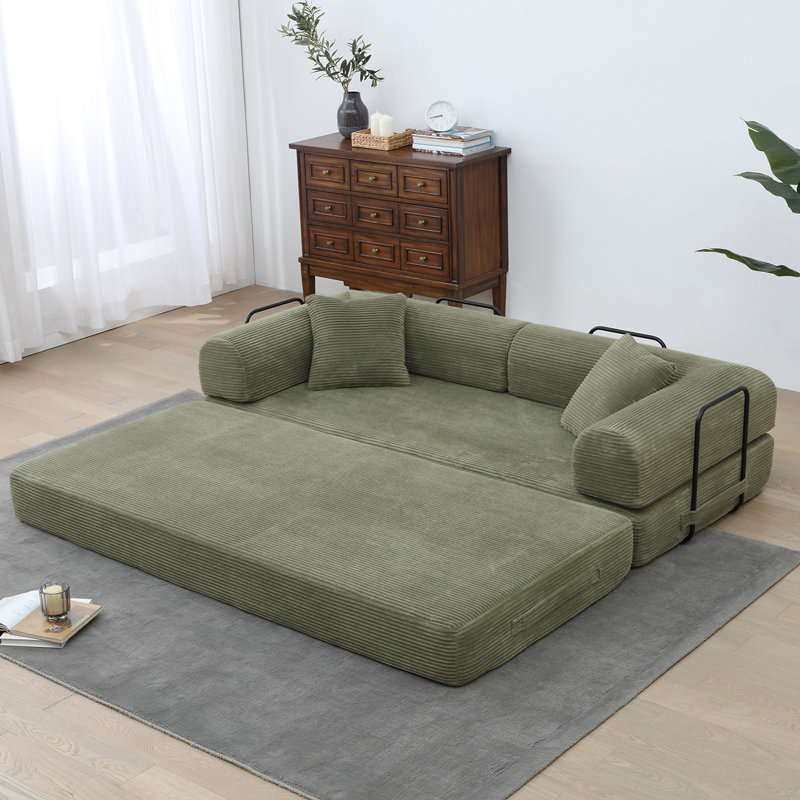 Convertible Sleeper Sofa, Foldable Floor Couch No Assembly, Mint Green