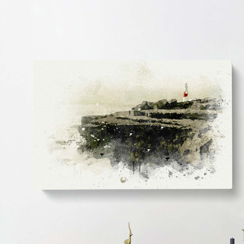 Portland Bill Lighthouse In Dorset In Abstract - Wrapped Canvas Painting, 40cm H x 60cm W x 3cm D