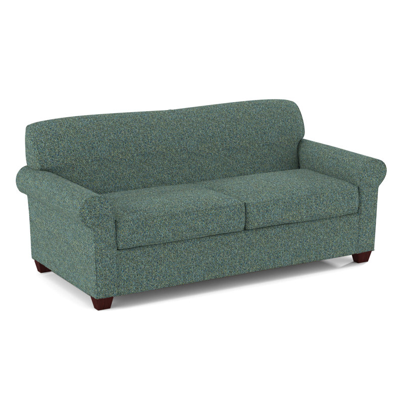 Finn Rolled Arm Sofa with Reversible Cushions, Empire Mahogany, Connelly Peacock, 34" H x 75" W x 36" D