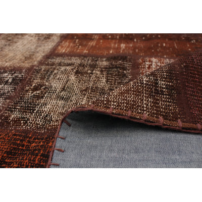 Tapis de surface en laine brun/gris 6 pi 5 po x 9 pi 9 po à la main one-of-kind à la main-noué la 1980 Lok