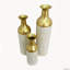 Ensemble de 3 vases de sol décoratifs en métal, motif feuille d'or et blanc antique