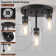 3-lights Semi Flush Mount Ceiling Light Fixtures with Transparent Glass Shade
