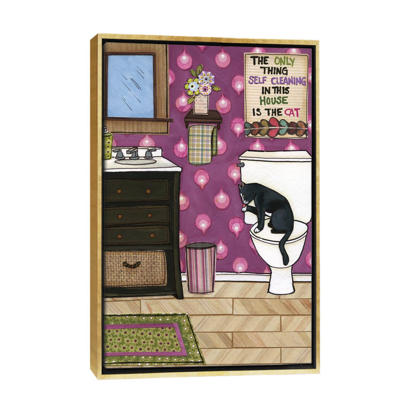 Autonettoyant par Jamie Morath-impression, H 26 po x l 18 po x 1,5 po, Toile encadrée d'or, Pas de tapis