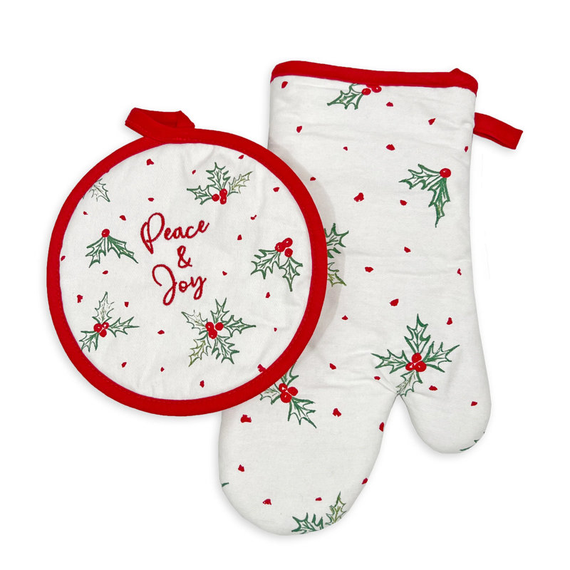 Gant de cuisine et porte-casserole Lenox Bayberry «Peace & Joy»