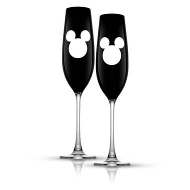 Silver Buffalo Disney Mickey and Minnie 9-Ounce Stemless Fluted Glassware |  Set of 2
