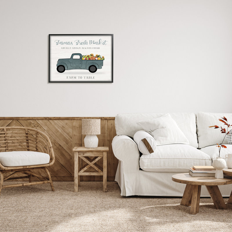 "Farmers Fresh Market Assorted Produce Rustic Sign" par Natalie Carpentieri - cadre flottant, impression sur toile