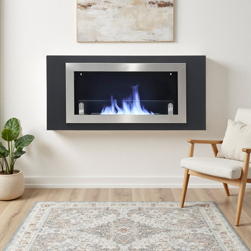 Metro Lane 114.5cm W Black Electric Fireplace