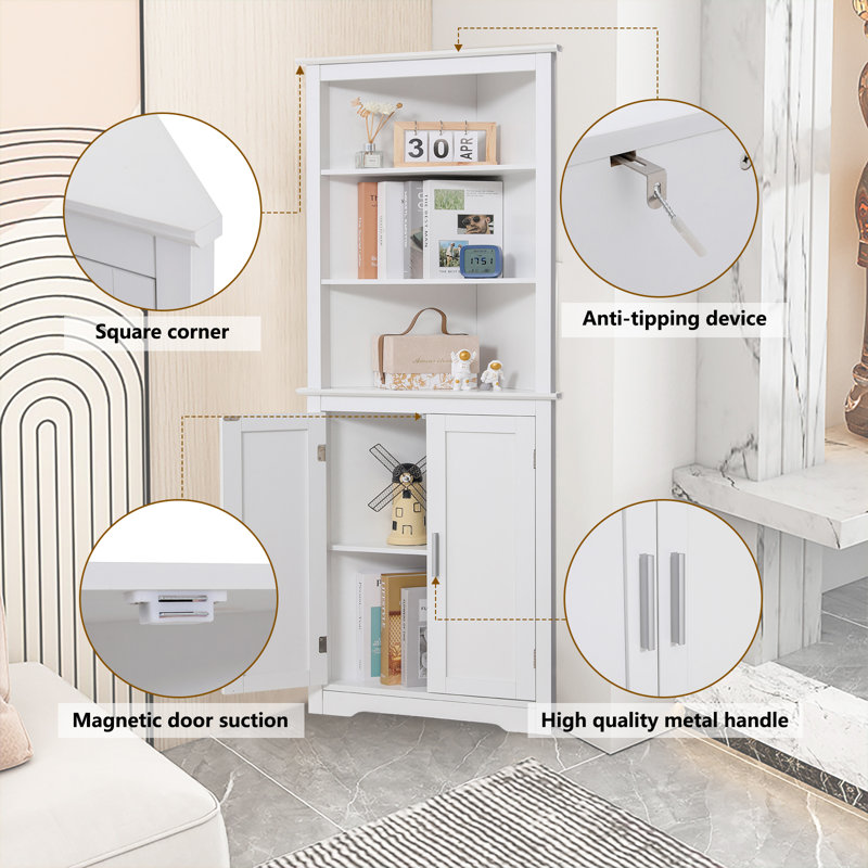Karile Corner Storage Bookcase, White