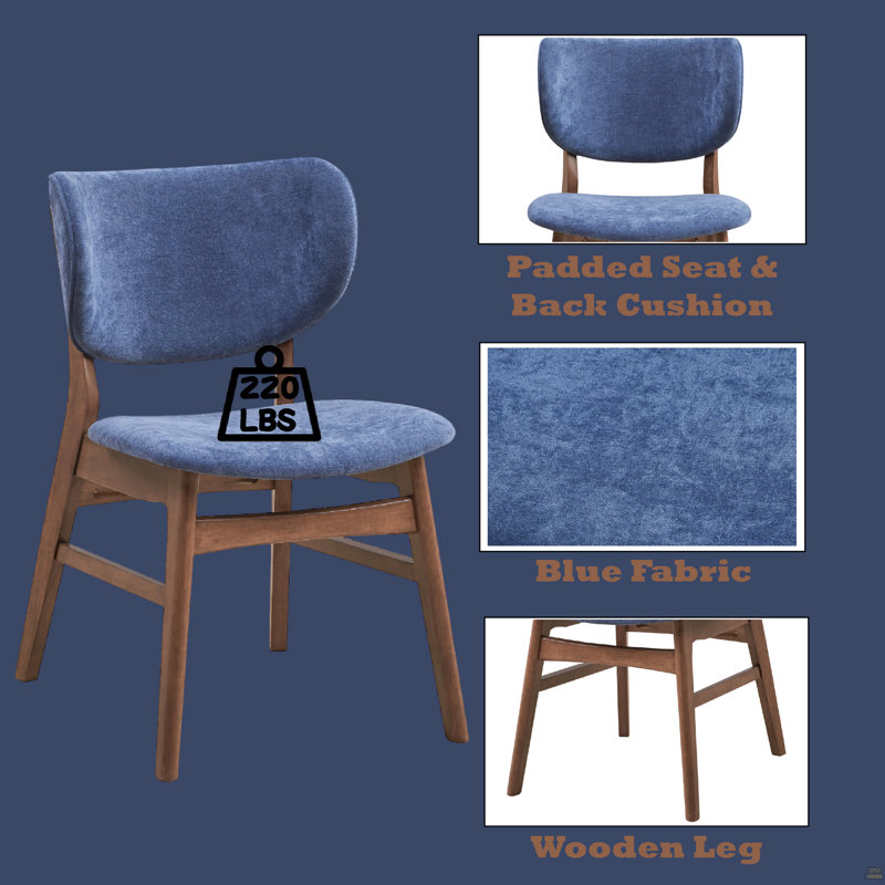 Chaise d'appoint en tissu (ensemble de 2), Bleu