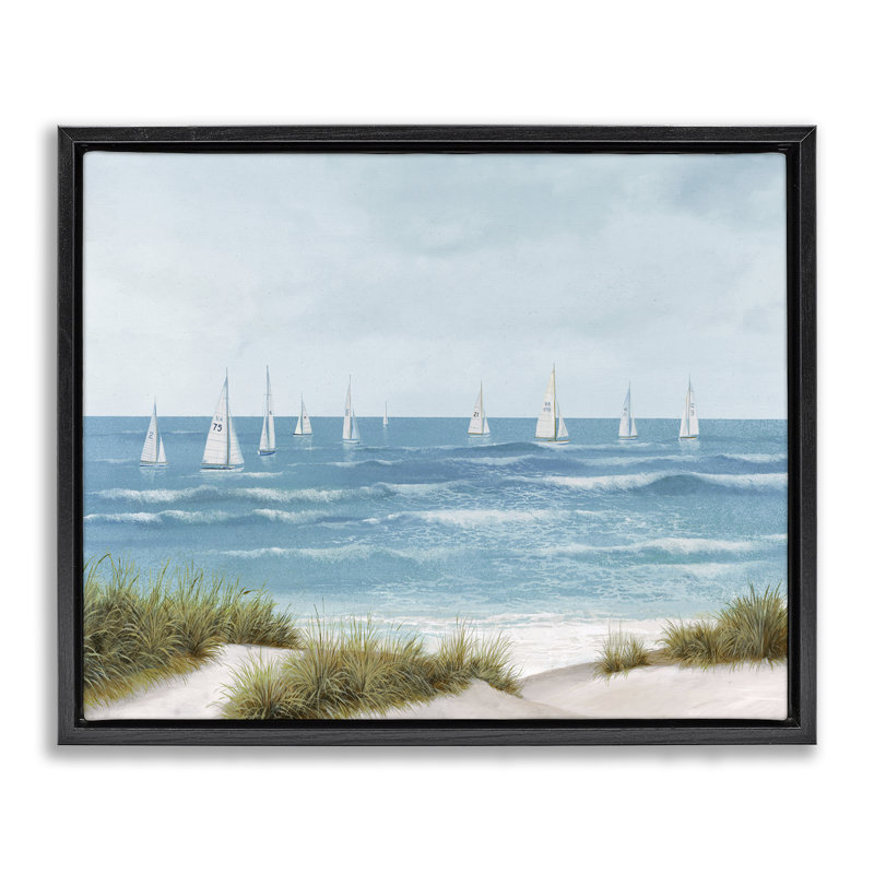 Cadre flottant Sail Sail Seaside, conçu par Lorenzo Collective, H 17 po x l 21 po, Cadre flottant noir de jais