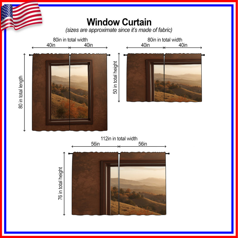 Rideaux de fenêtre montagne paysage d'automne obscurcissant et transparent - 2 panneaux, 40in x 52in - 2 panels