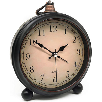 Vintage Retro Analog Alarm Clock, 4 Inch Super Silent Non Ticking Small Clock With Night Light, Battery Operated, Simply Design, For Living Room, Bedroom, Bedside, Desk, Gift Clock (Arabic)