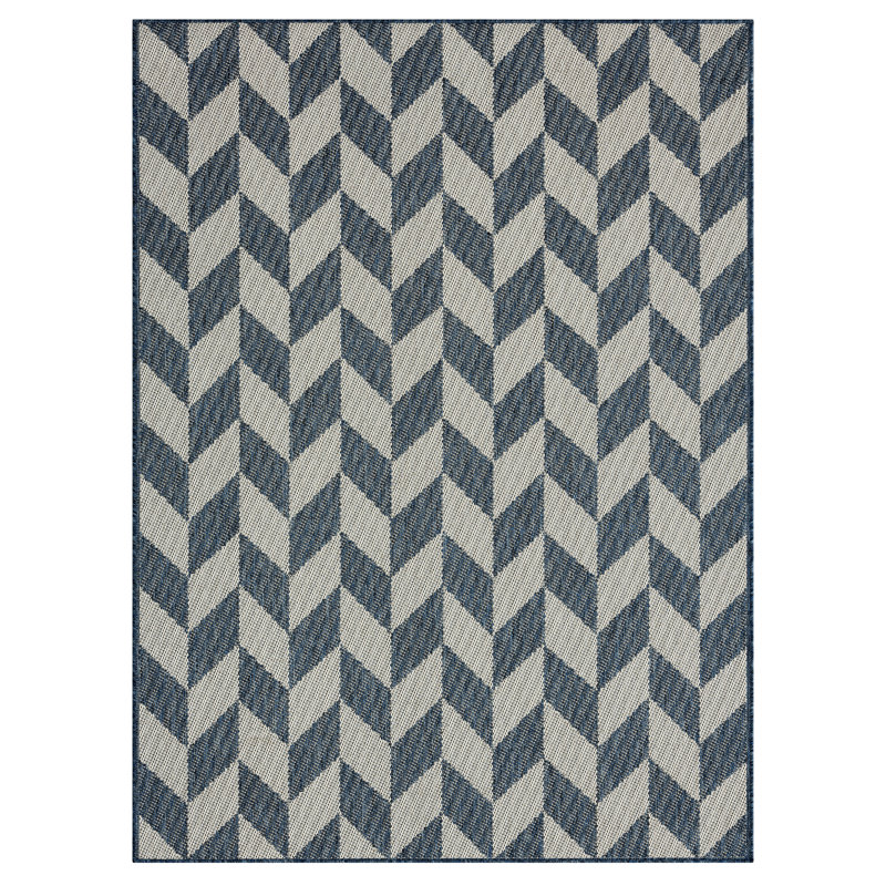Tapis intérieur / extérieur bleu / crème Nicole, Rectangle 6 pi 6 po x 9 pi 2 po