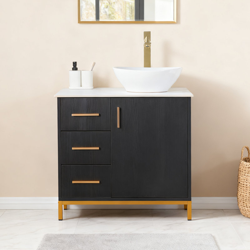 Meuble-lavabo moderne 30 po, Noir