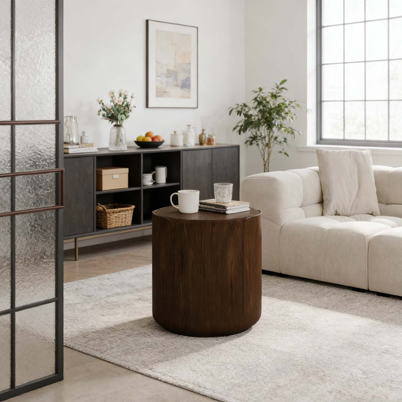 Table basse ronde pour l'intérieur et l'extérieur, Brun, L 19,69 po x l 19,69 po x H 19,29 po