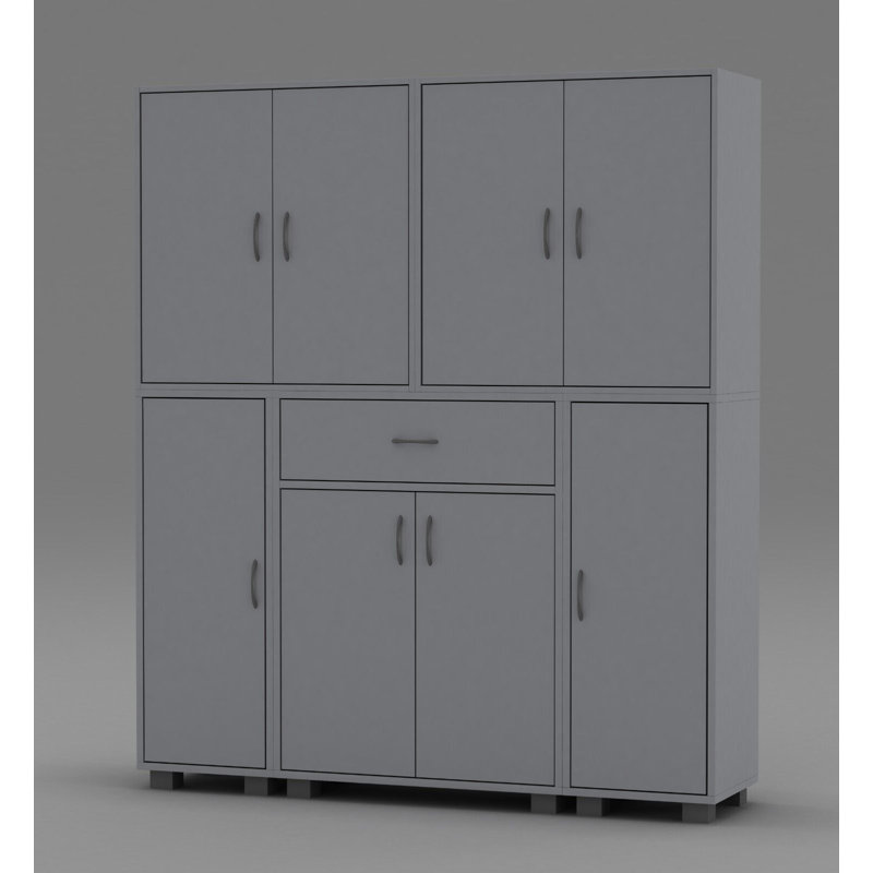 Ahsir Solid Wood 8 - Door Standard Accent Cabinet, Grey