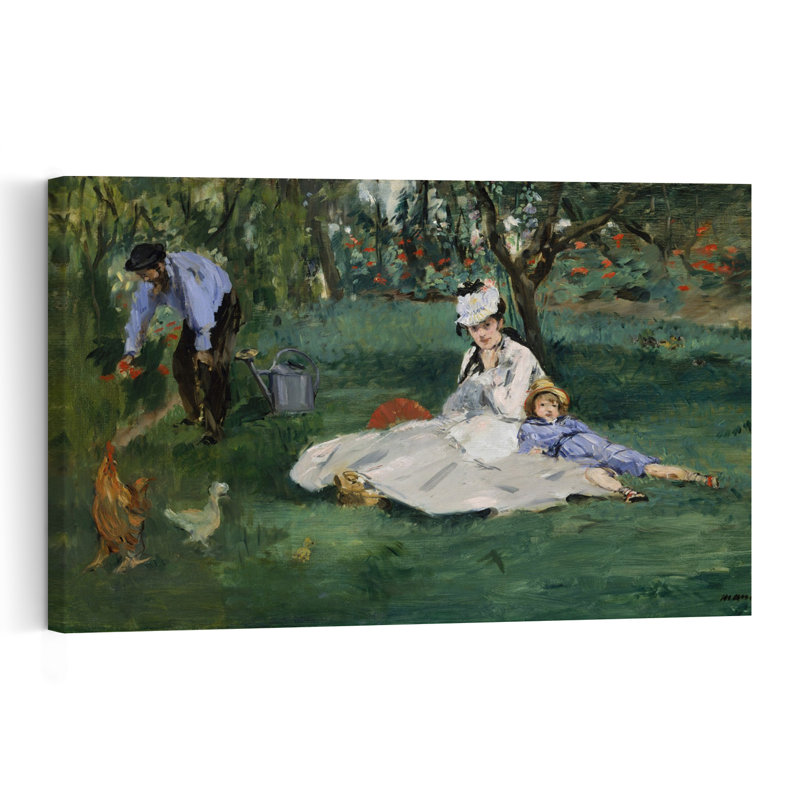 The Monet Family In Their Garden At Argenteuil, 1874 Abstract Contemporary Landscape Portrait Wall Art Print