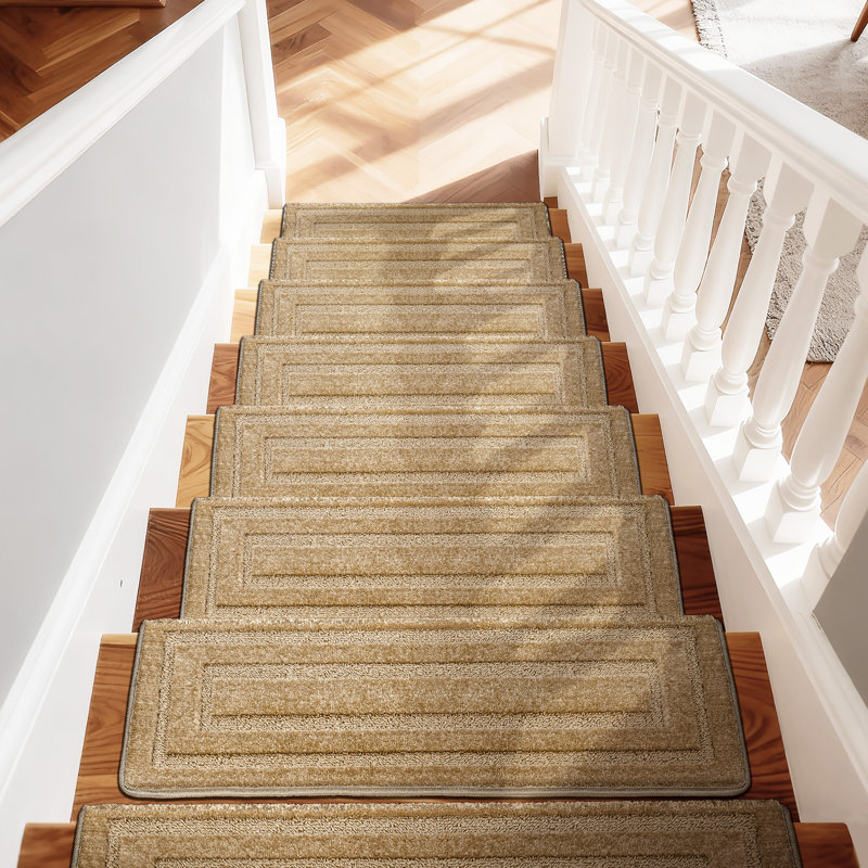 Tapis d'escalier bullnosé antidérapant (ensemble de 16), Kaki, 16