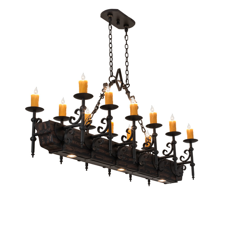 Lustre oblong 12 lumières de 60 po Tudor