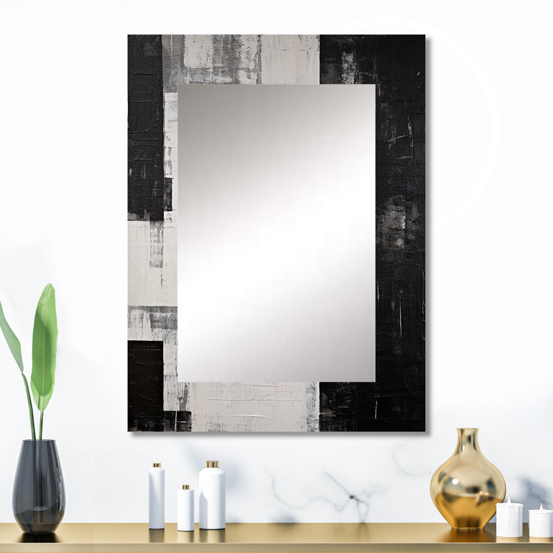 Abstract Ebony Echoes I - Abstract Shapes Wall Mirror, Modern Decorative Mirror, Printed Metal Art, 32" x 24"