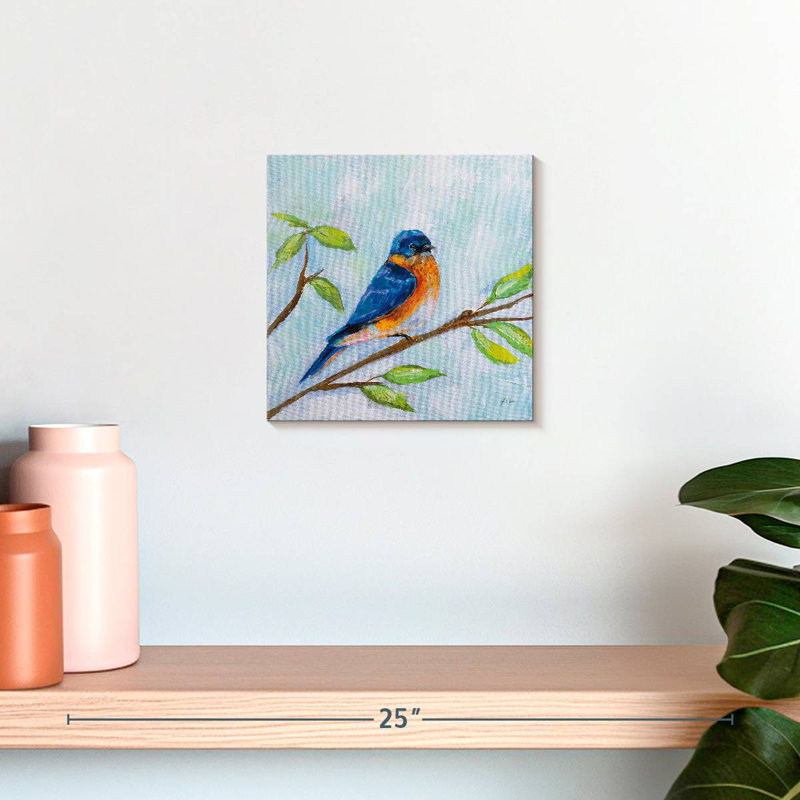 Brampt Bluebird On Branch, 10" H x 10" W