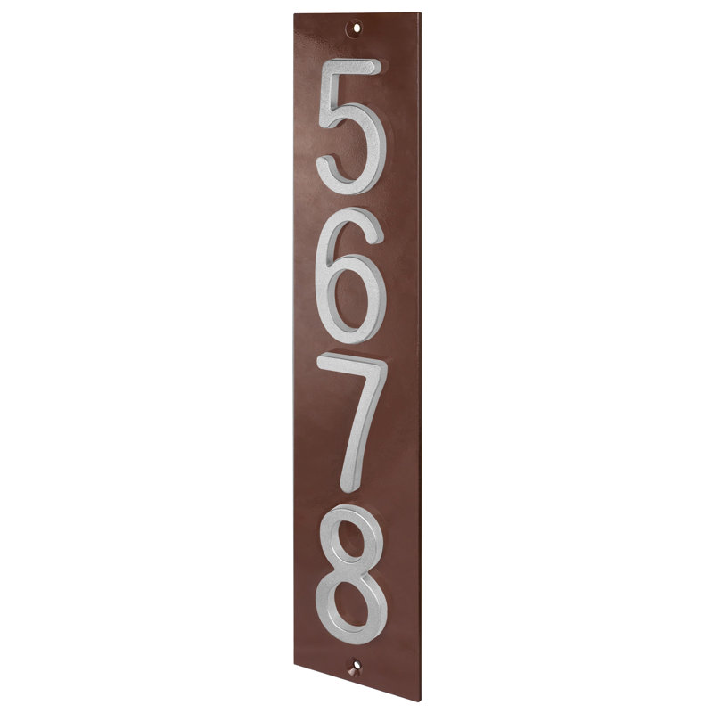 Plaque d'adresse verticale en aluminium Royal Shade, Brun, Argent argent, Oui