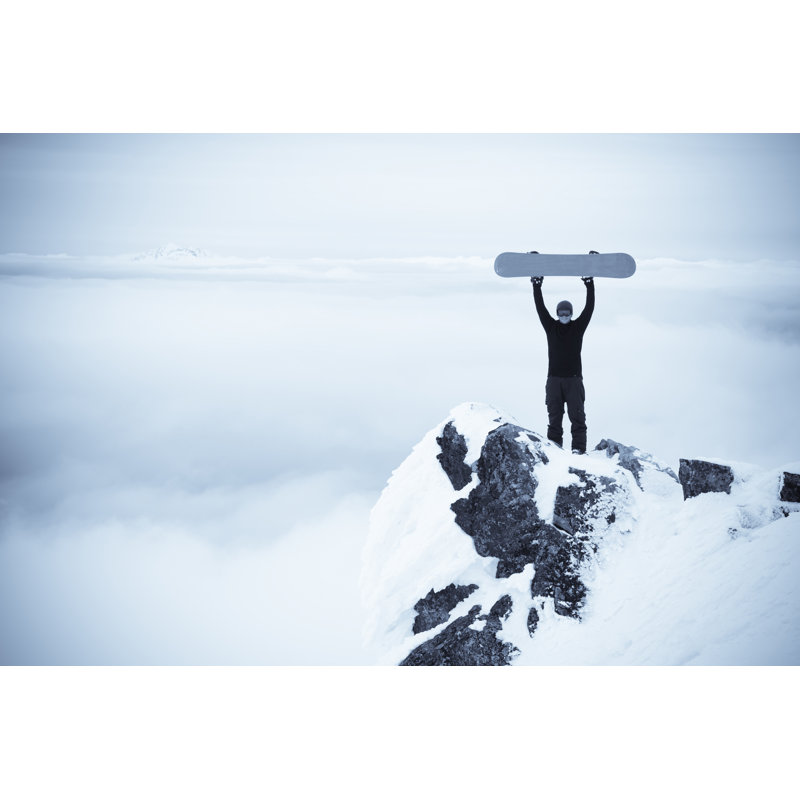 Snowboarder on top of cliff Wall Art on Canvas, 61cm H x 91cm W