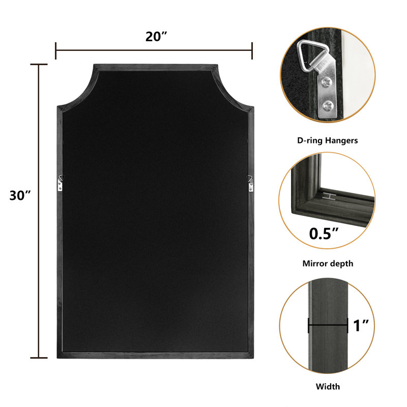 Mikye Solid Wood Rectangle Mirror, 30" H x 20" W