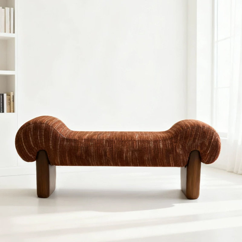 Banc rembourré en bois massif orange, Orange