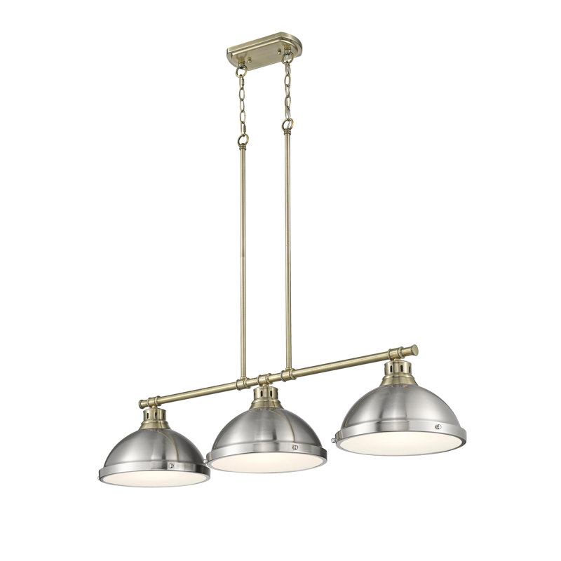 Laramy 3-Light Linear Pendant, Pewer, Aged Brass