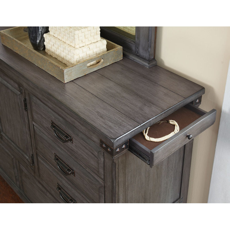 Commode combinée 8 tiroirs Eile, Acajou gris brossé