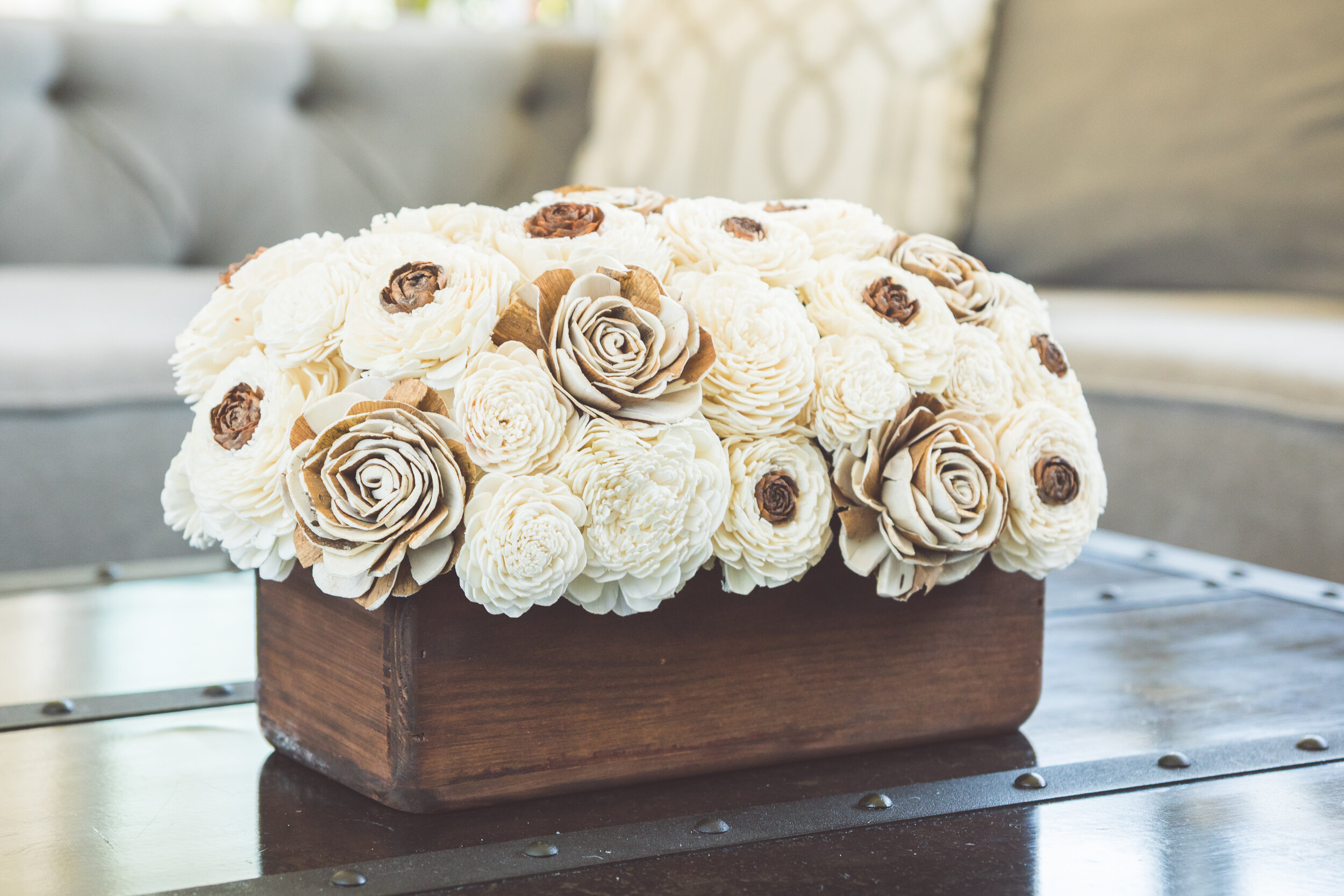 Wooden Box Centerpiece: A Rustic Sola Flower Look You'll Love