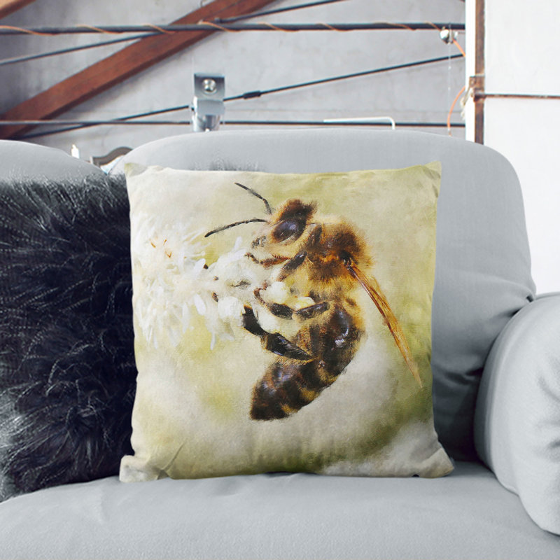 Bee Collecting Pollen Vol.1 Painting Scatter Cushion, 40cm H x 40cm W x 15cm D