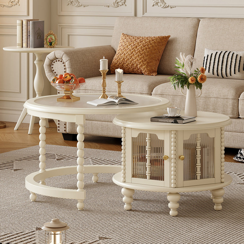 Solid Cherry Wood Round Combination Coffee Table