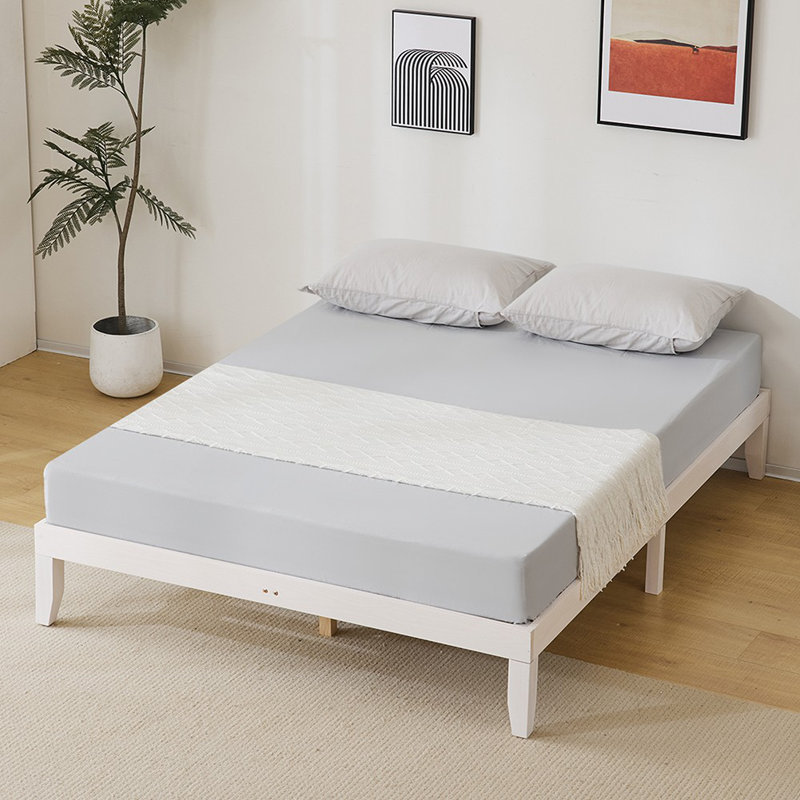 Basic Wooden Bed Frame, White, Full / Double