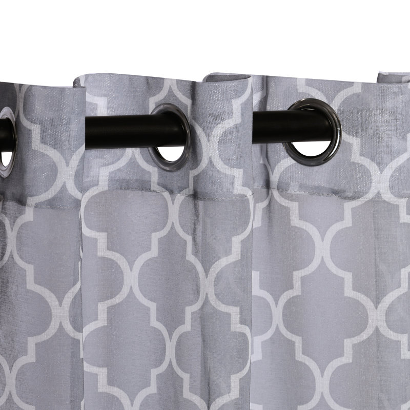 Steinbeck Trellis Printed 100% Polyester Sheer Curtain Set, 52" W x 84" L, Gray