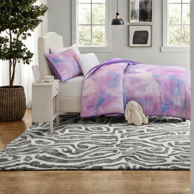 Modern Bedding Sets, Twin XL Purple Polyester Tie Dye for Home Comfort