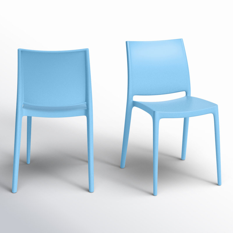 Chaise d'appoint empilage pour ensemble repas de patio Burt, Bleu clair