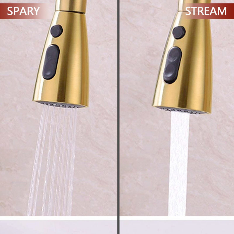 MonadLiving Kitchen Faucet, Without Soap Dispenser, Brushed Gold